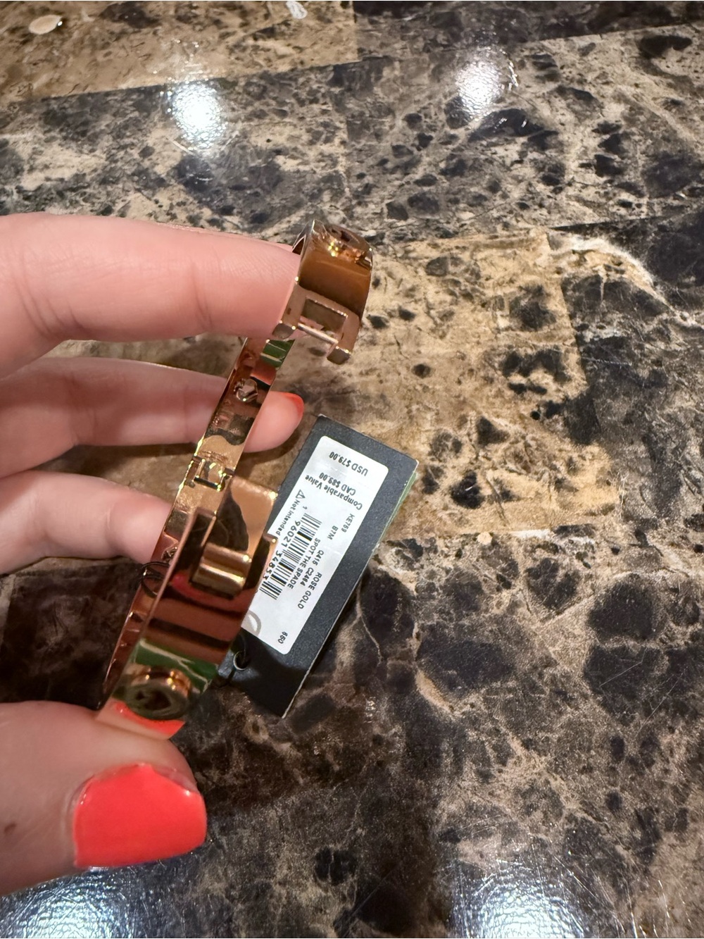 Kate Spade “Spot The Spade" Gold-Tone Hinged Bangle Bracelet - Picture 8 of 9